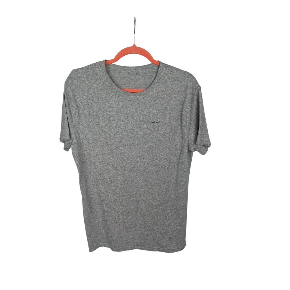 Paul Smith Mens Gray Organic Cotton Logo Embroidered Crew Neck T-Shirt Size L